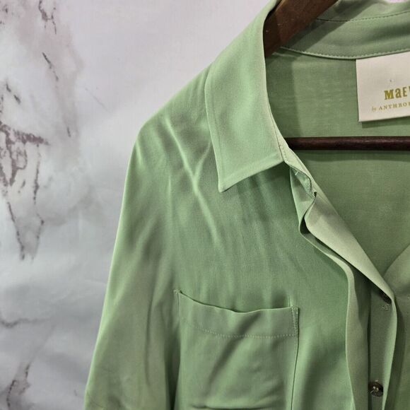 Anthropologie Shirt Womens Medium Button Front Tie Sandbridge Maeve - Picture 2 of 12